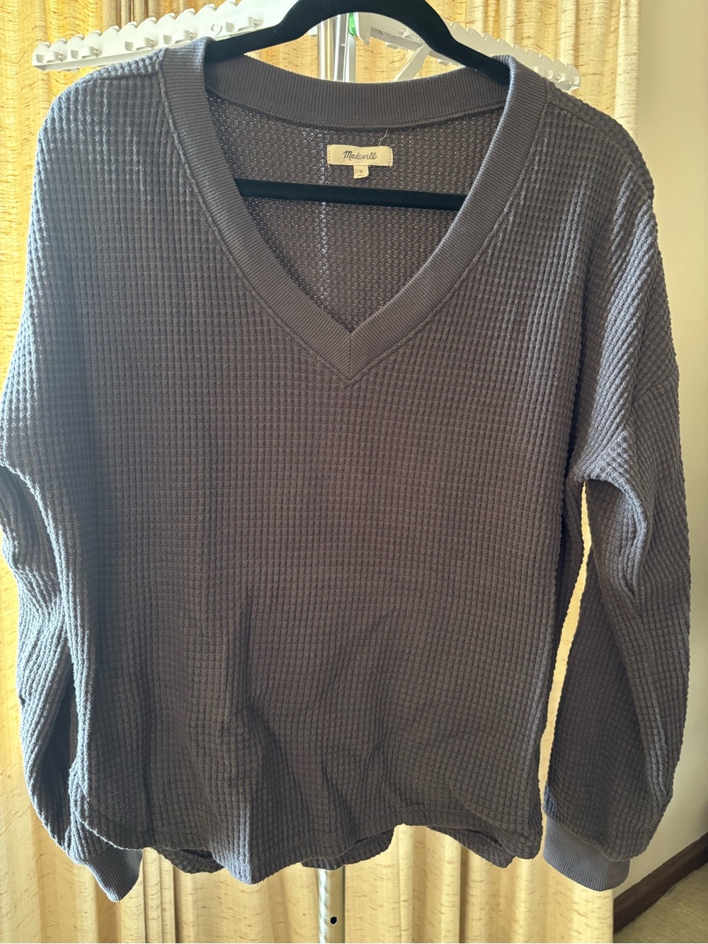 Madewell Gray Waffle V‑Neck Pullover